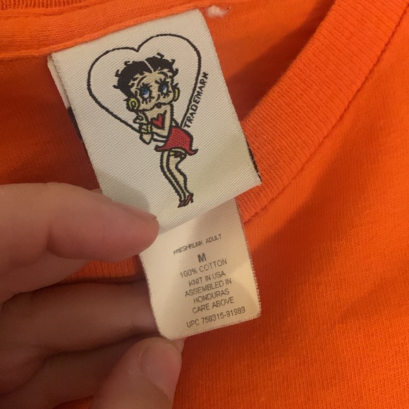 Vintage Halloween Betty Boop T Shirt Orange Mens Size M - Picture 4 of 4